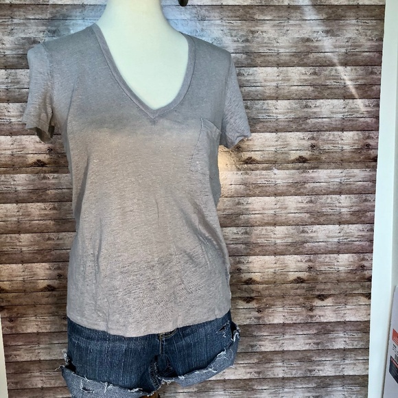 J. Crew Tops - 🎃J. Crew Linen V- Neck Pocket T- Shirt